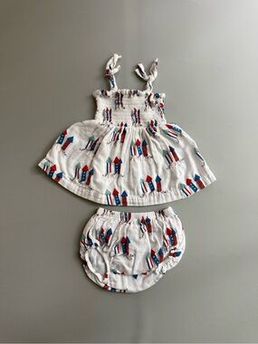 Siix Baby Girl Firecracker Smocked Fourth of July Set TankTop & Bloomers 2T